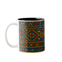 Zweifarbiges Kaffeetasse, Ethnische Tasse, Farbige