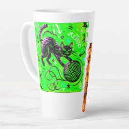 Zweifarbiges Neon-Katzendesign Milchtasse