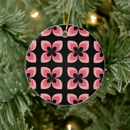 Zweifarbiges rosa Blume-Muster Keramik Ornament