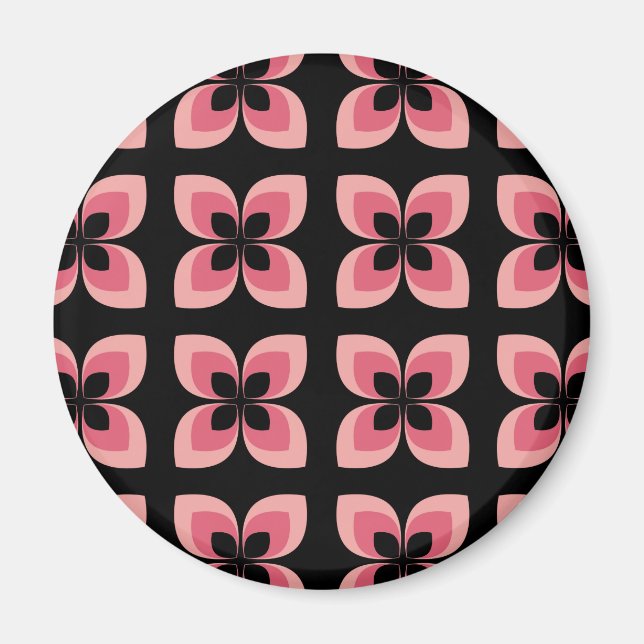 Zweifarbiges rosa Blume-Muster Magnet (Vorne)
