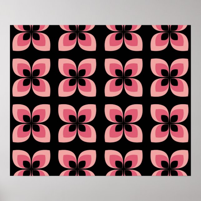 Zweifarbiges rosa Blume-Muster Poster (Vorne)