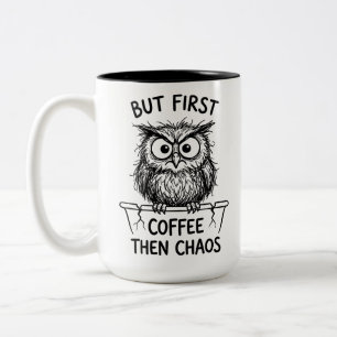 Zweifarbiges Tassen-Grüner-Uhu-Lustige-Spruch-Kaff Zweifarbige Tasse
