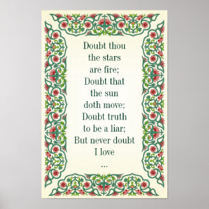 Zweifel, dass die Sterne Feuer sind; Zweifel, dass Poster