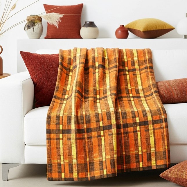 Zweifelhafte orange Karos Fleecedecke (Von Creator hochgeladen)