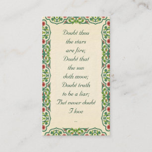 Zweifels-Tausend die Sterne sind Feuer; Bezweifeln Visitenkarte