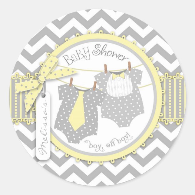 Zweiflügelboys Krawatte Krawatte Zickzack Print Ba Runder Aufkleber (Vorderseite)