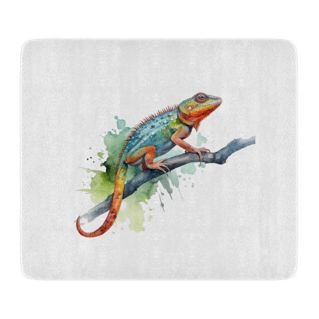 Zweig der Farben: Chameleon Art Schneidebrett (Vorderseite)