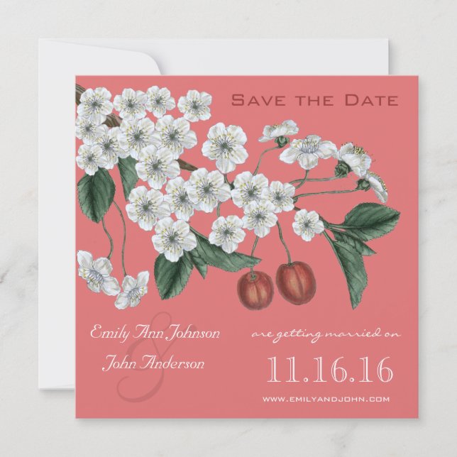 Zweig der Kirschblüten Save the Date Einladung (Vorderseite)