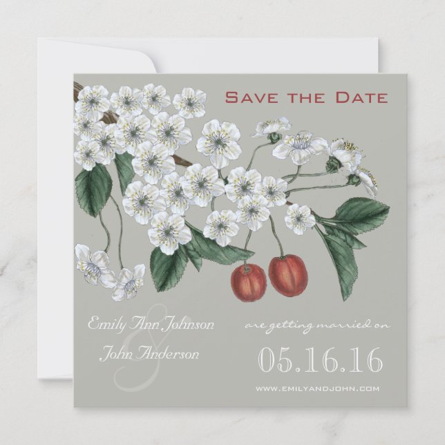 Zweig der Kirschblüten Save the Date Einladung (Vorderseite)