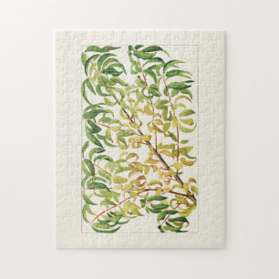 Zweig des Pfirsichs (Prunus Persica) Malerei Puzzle