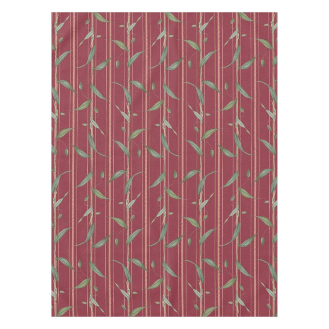 Zweig mit Blättern auf roter Tapete Tischdecke (Vorderseite)