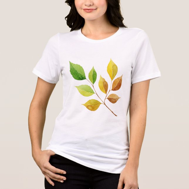 Zweig mit Blättern Tri-Blend Shirt (Vorderseite)