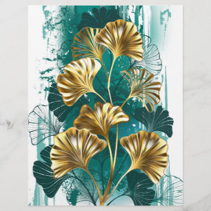 Zweig mit goldenen Blättern Ginko Biloba Flyer