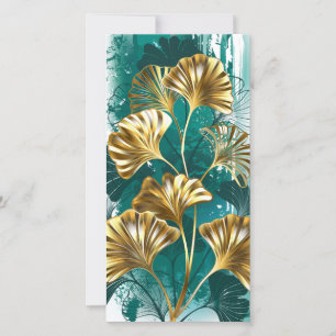 Zweig mit goldenen Blättern Ginko Biloba Karte