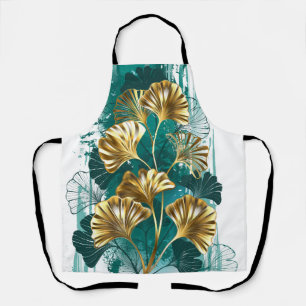 Zweig mit goldenen Blättern Ginko Biloba Schürze