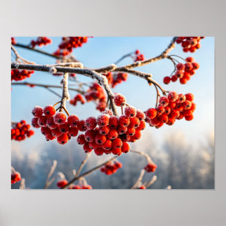 Zweig mit lebendigen roten Beeren Poster