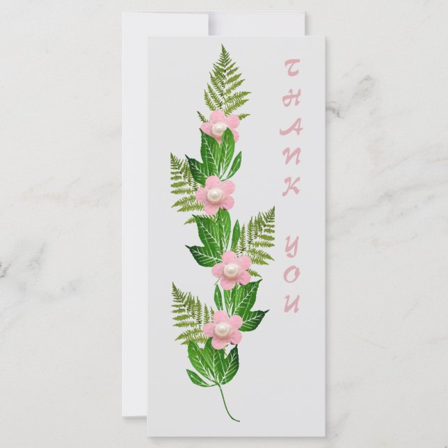 Zweig rosa Blumen Danke (Vorderseite)