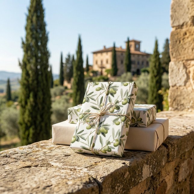 Zweige der Oliven-Pflanze: Naturlich Inspiriertes  Geschenkpapier (Von Creator hochgeladen)