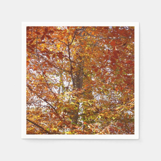 Zweige der Orangen Blätter Herbstnatur Serviette (Vorderseite)