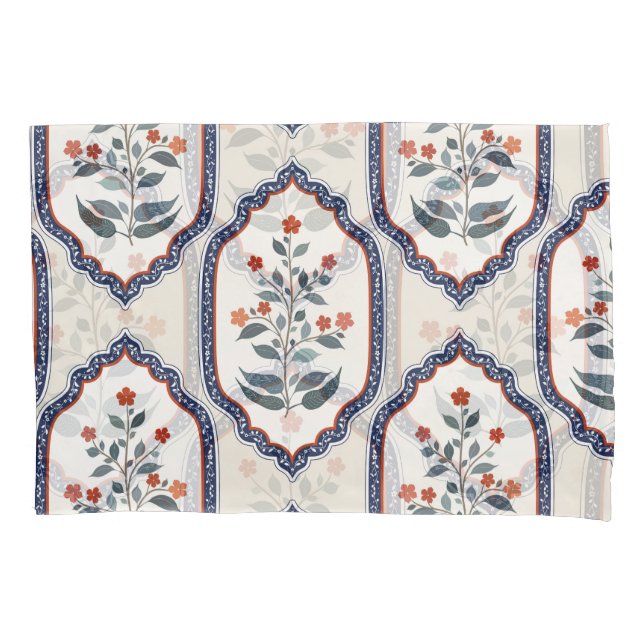 Zweige der orientalischen Blume: Kalamkari Indiane Kissenbezug (Vorderseite)