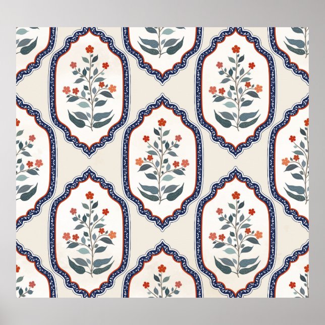 Zweige der orientalischen Blume: Kalamkari Indiane Poster (Vorne)