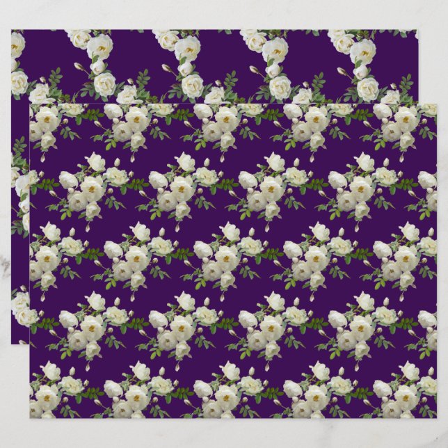 Zweige des Musters "Weiße Rosen" (Vorne/Hinten)