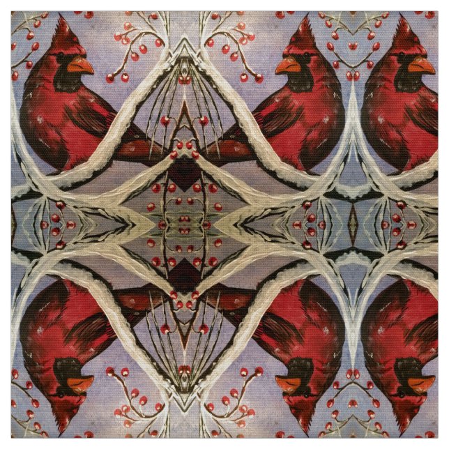 Zweige des roten Kardinals Stoff (Muster)