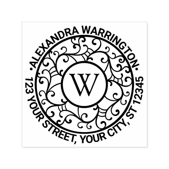 Zweige Lacy Filigree Name - Erste Rücksendeadresse Permastempel (Design)