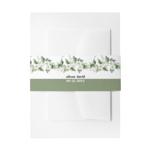 Zweige mit Grün und weißen Blume Hochzeit Einladungsbanderole