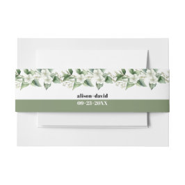 Zweige mit Grün und weißen Blume Hochzeit Einladungsbanderole