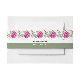 Zweige mit Grün und weißen Blume Hochzeit Einladungsbanderole