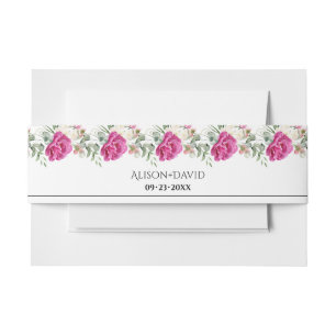 Zweige mit rosa rosa Blume und Blätter Hochzeit Einladungsbanderole