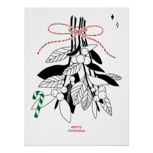 Zweige mit Schneebeeren, Glänzende Poster