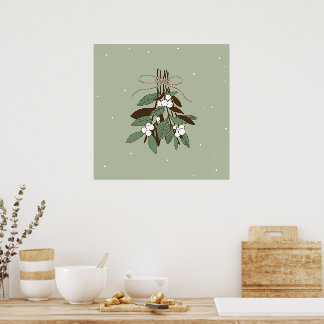Zweige mit Schneebeeren Poster