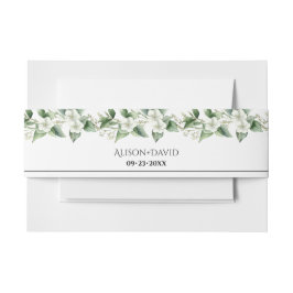 Zweige mit weißen Blume und Blätter Hochzeit Einladungsbanderole