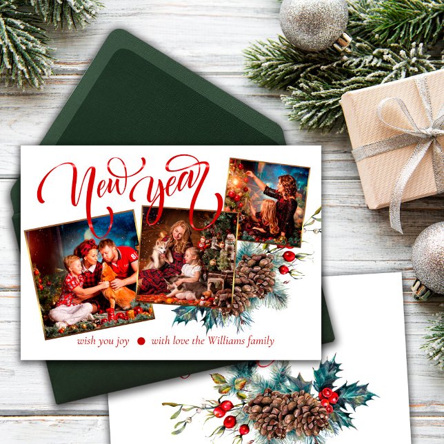 Zweige. Neujahr mit Foto Grußkarte Ankündigung (Von Creator hochgeladen)