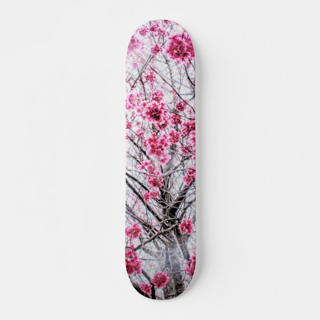 Zweige und Blüten eines Kirchenbaumes Skateboard (Vorne)