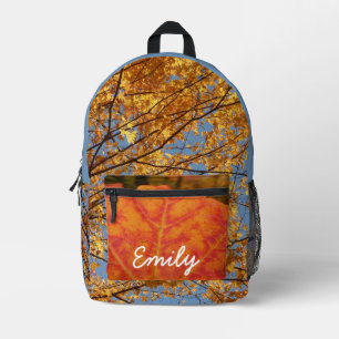 Zweige von Ahornblättern II Orange Herbst Bedruckter Rucksack