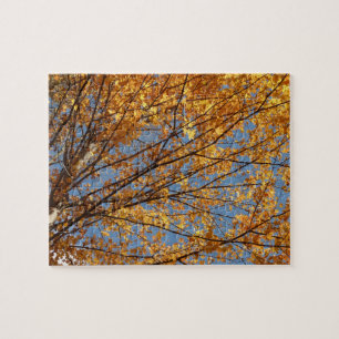 Zweige von Ahornblättern II Orange Herbst Puzzle