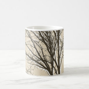 Zweige von Cream Beige Brown White Trees Kaffeetasse