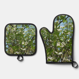 Zweige von Dogwood-Blüten Ofenhandschuh & Topflappen-Set