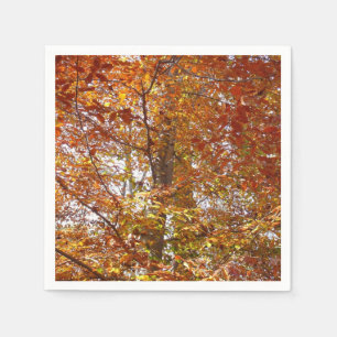 Zweige von orangen Blättern Herbst Natur Serviette