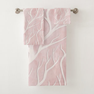 Zweige von weichem Rosa und Creme Badhandtuch Set