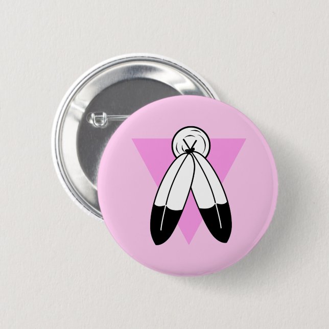 Zweigeile rosa Dreiecksflagge Button (Vorne & Hinten)