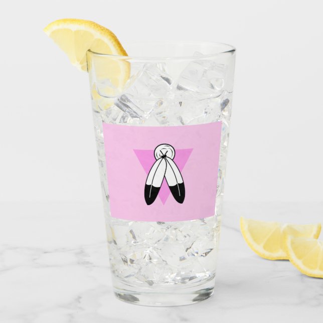 Zweigeile rosa Dreiecksflagge Glas (Vorderseite Ice)