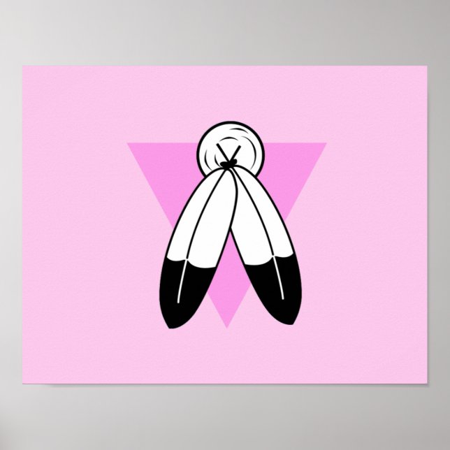 Zweigeile rosa Dreiecksflagge Poster (Vorne)
