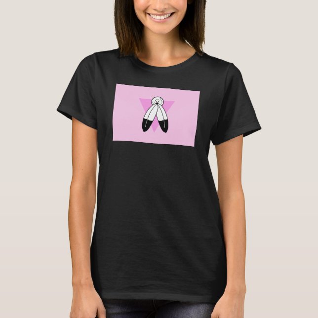 Zweigeile rosa Dreiecksflagge T-Shirt (Vorderseite)
