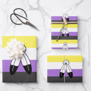 Zweigeiriges Nonbinär-Pride-Flag Geschenkpapier Set