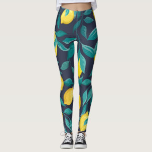 Zweiglemonen: Blaue nahtlose Dekoration Leggings