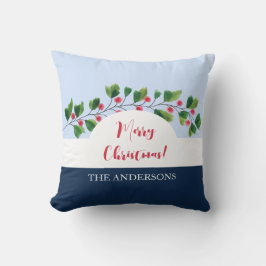 Zweigniederlassung Blaue und grüne Wasserfarbe Ber Kissen